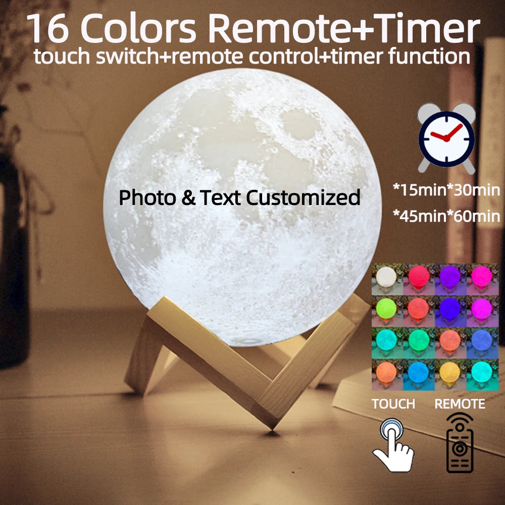 3D Moon Lamp Custom Photo/Text Gift