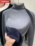 Women Velvet Turtleneck Knit Sweater