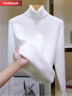 Women Velvet Turtleneck Knit Sweater