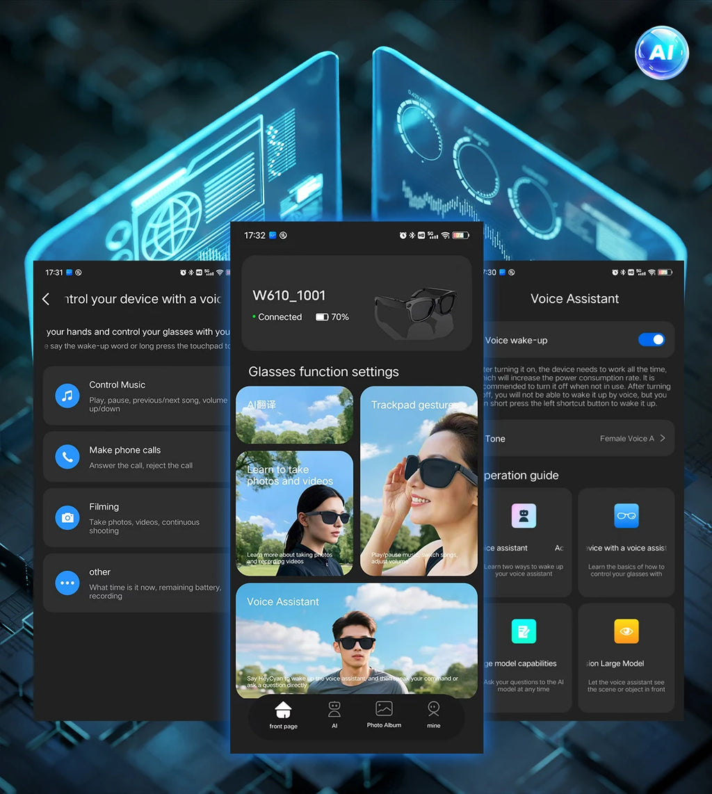 AI Smart Glasses with Camera & Translator