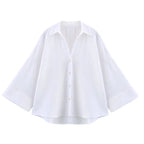 Women Asymmetric Wide-Sleeve Linen Shirt