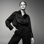 Women Satin Office Blouse Shirt