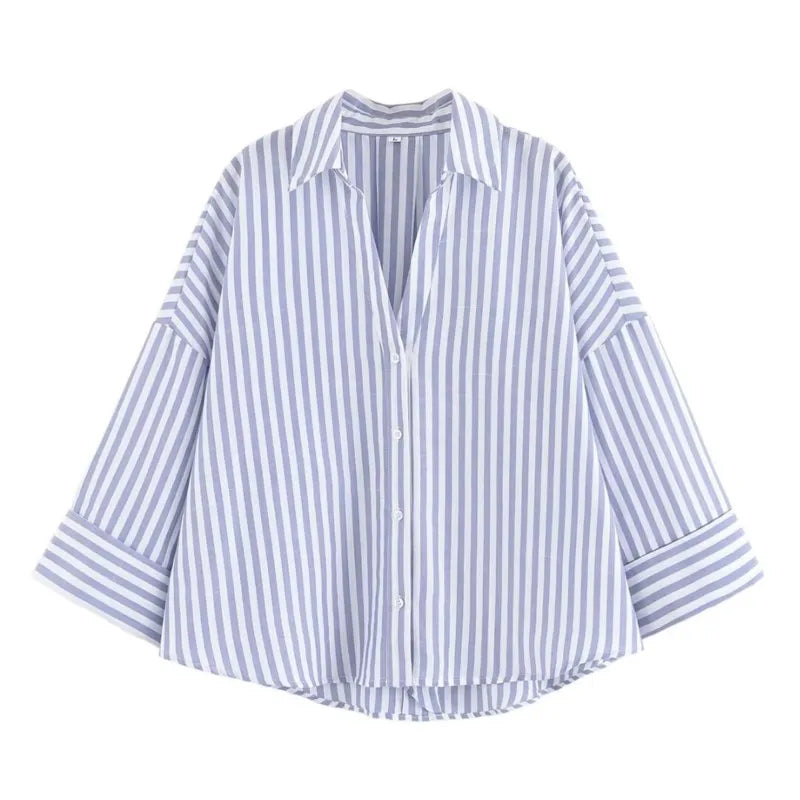 Women Asymmetric Wide-Sleeve Linen Shirt