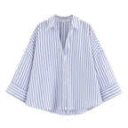 Women Asymmetric Wide-Sleeve Linen Shirt