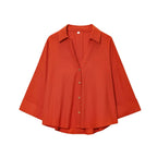 Women Asymmetric Wide-Sleeve Linen Shirt