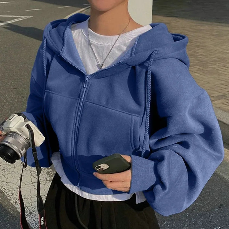 Women Fleece-Lined Warm Hooded Sweatshirt