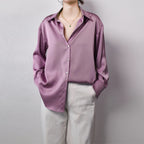 Women Satin Office Blouse Shirt