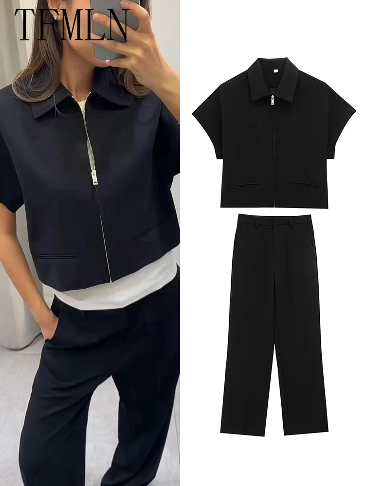Women Summer Two-Piece Set (Coat & Pants)