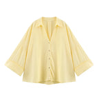 Women Asymmetric Wide-Sleeve Linen Shirt