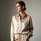 Women Satin Office Blouse Shirt