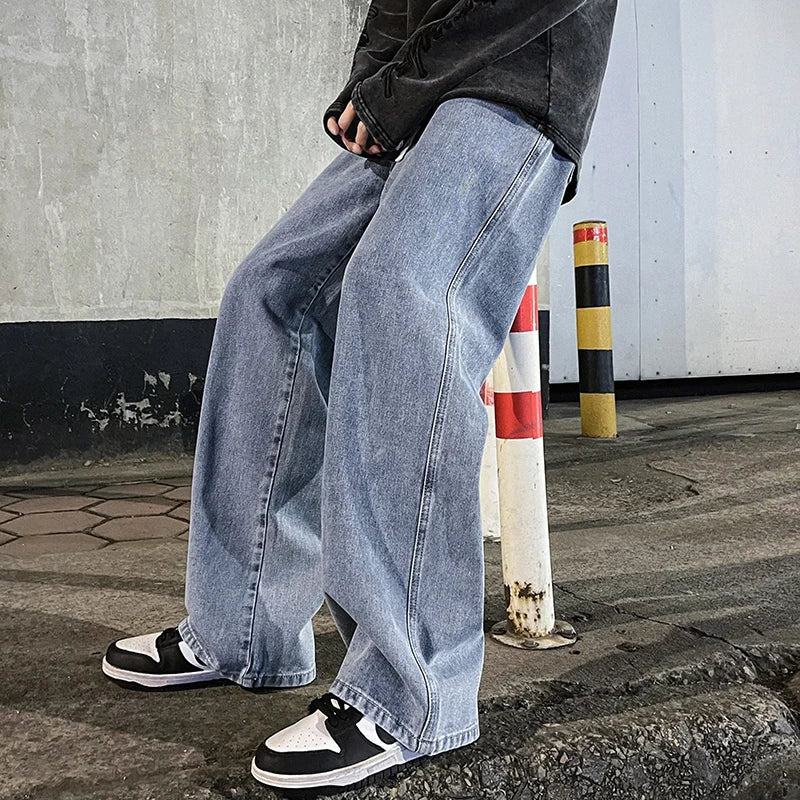 Men Loose Wide-Leg Streetwear Jeans
